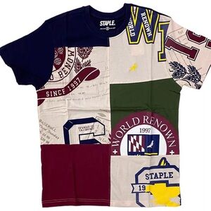 Staple Pigeon Men's Stitched Panels Embroidered Logo Tee T-Shirt size M NWT